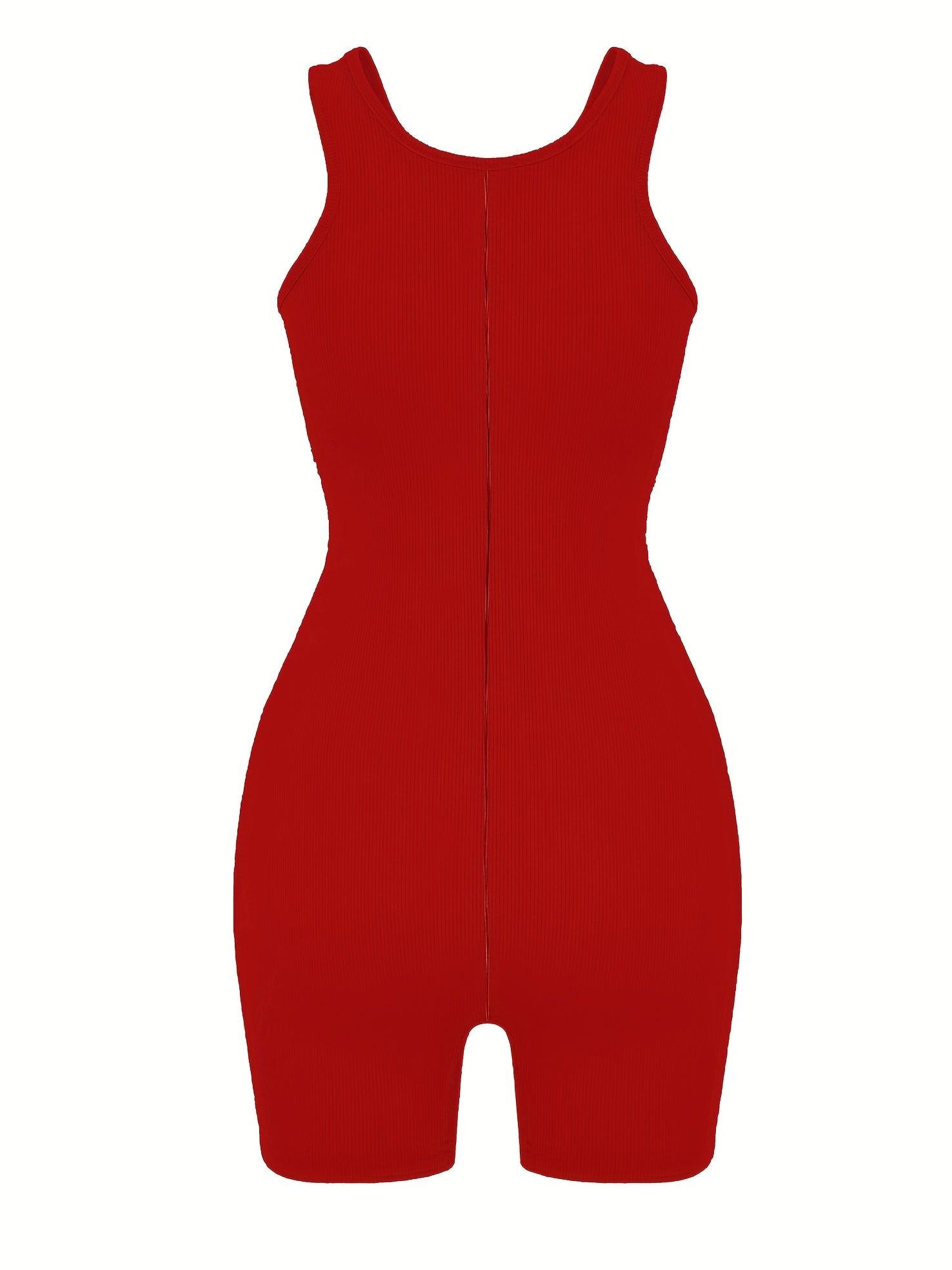 Solid Crew Neck Romper Jumpsuit - Sexy Sleeveless Slim Fit - Polyester - For Women - Perfect for Sports & Casual Wear - Great Gift for Fashionable Ladies